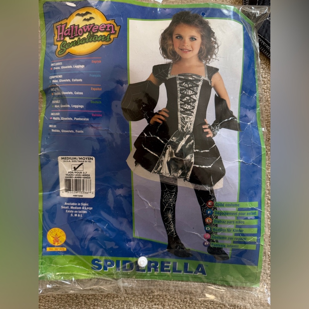 Halloween Sensations Spinderella Kids Costume - Black and silver in EUC
